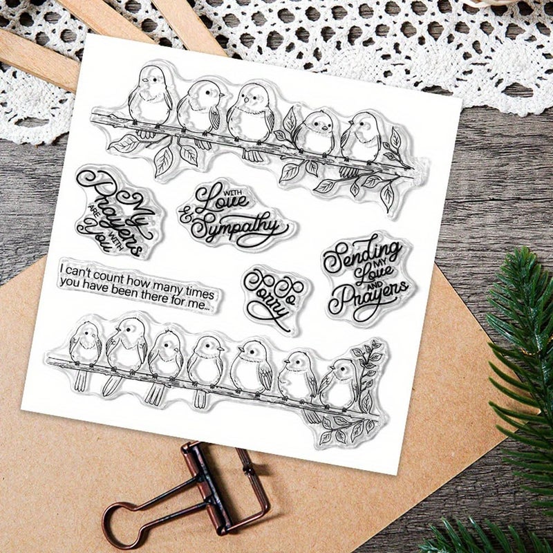 LZBRDY Cute Birds Stand On Branch Wish Words Clear Stamps and Dies Set for Scrapbooking and Card Making DIY Scrapbooking Supplies Silicone Stamps Metal Cut Dies for Paper Albums Crafts Decor - Image 5