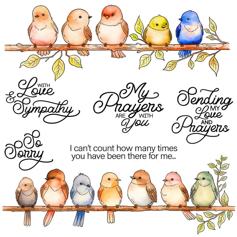 LZBRDY Cute Birds Stand On Branch Wish Words Clear Stamps and Dies Set for Scrapbooking and Card Making DIY Scrapbooking Supplies Silicone Stamps Metal Cut Dies for Paper Albums Crafts Decor - Image 1