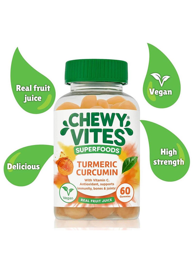 CHEWY VITES - Superfoods Turmeric Curcumin Gummies With Vitamin C For Antioxidant And Immunity Support, Pack of 60's - Image 1