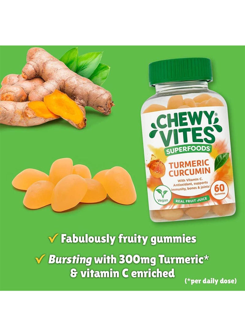 CHEWY VITES - Superfoods Turmeric Curcumin Gummies With Vitamin C For Antioxidant And Immunity Support, Pack of 60's - Image 1