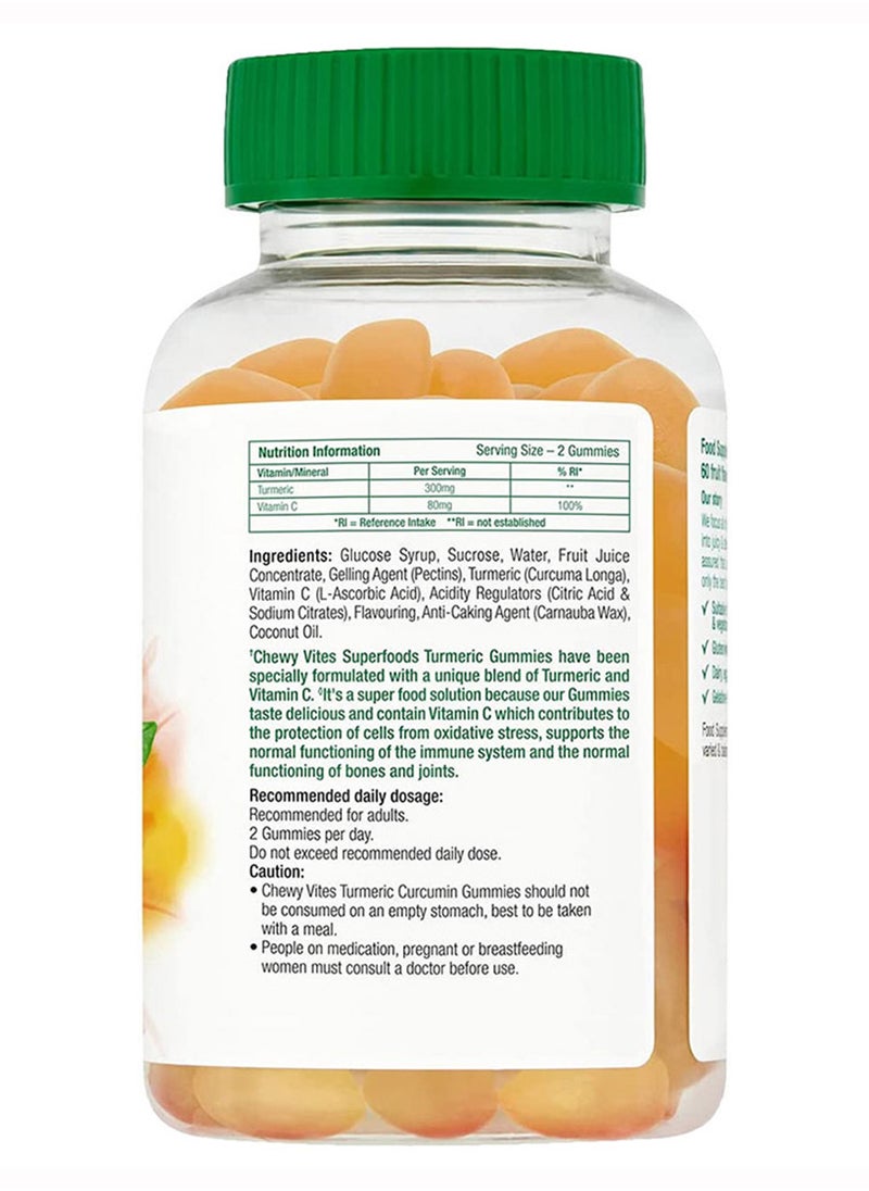 CHEWY VITES - Superfoods Turmeric Curcumin Gummies With Vitamin C For Antioxidant And Immunity Support, Pack of 60's - Image 1