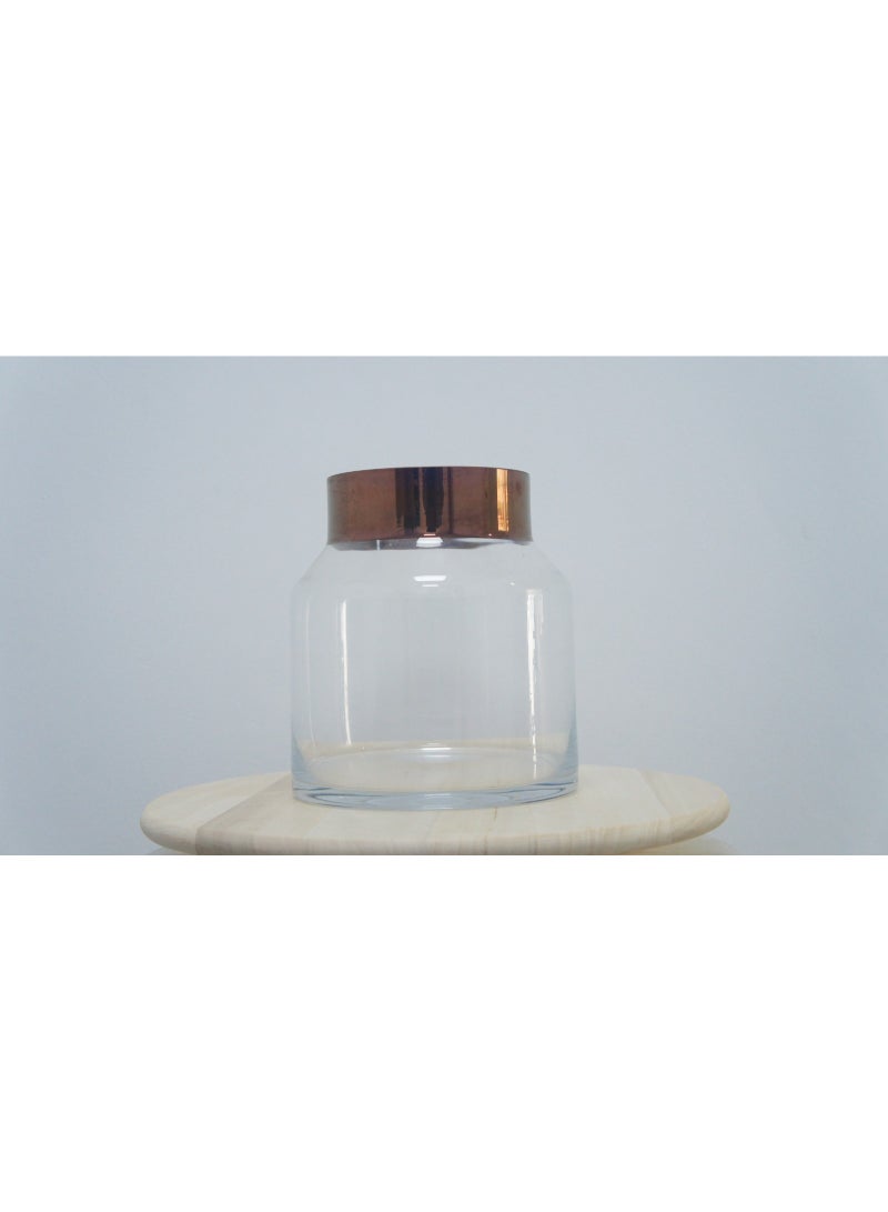 BRASS TOP CLEAR GLASS VASE - Image 2