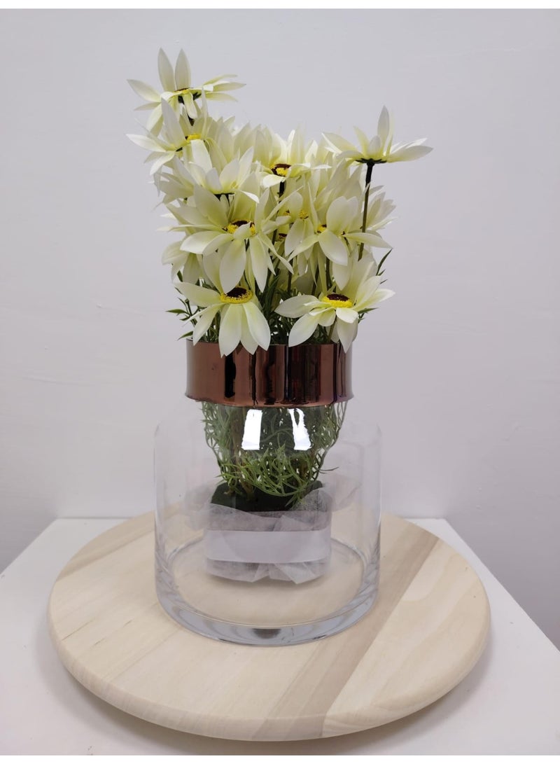 BRASS TOP CLEAR GLASS VASE - Image 1