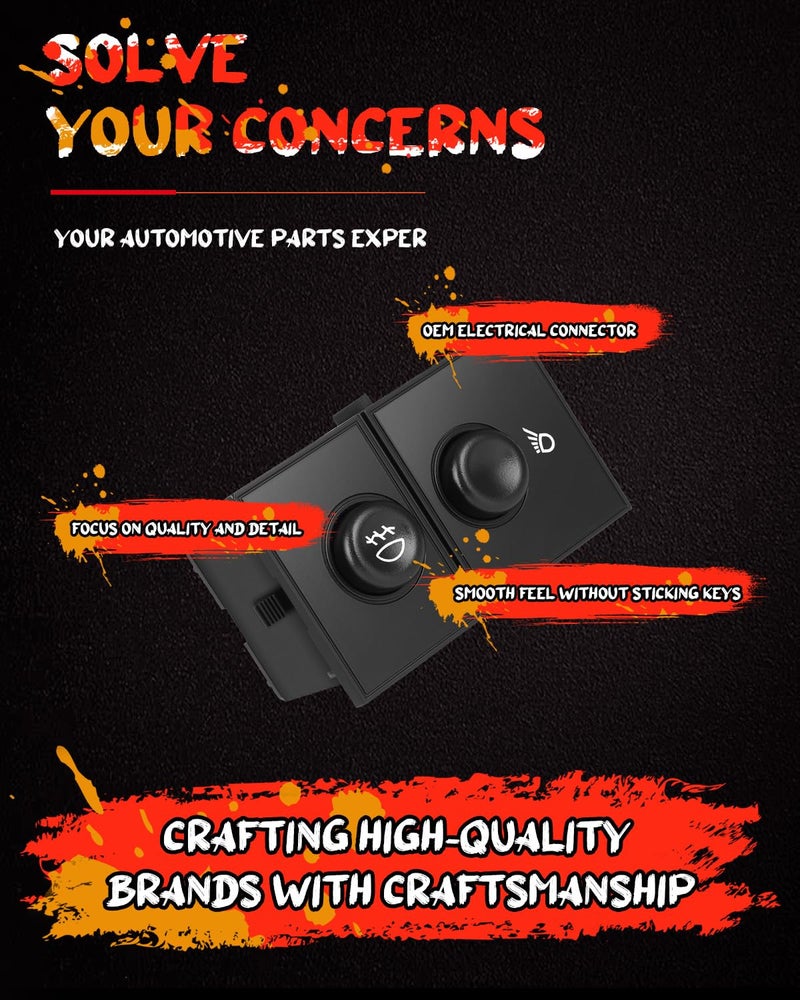 CCIYU Fog Light Cargo Lamp Dash Switch fit for Cadillac Escalade 2003-2006 for Chevy for Silverado 1500 2500HD 2003-2006 for GMC Sierra 1500 2500 2003-2006 15143597 D7096C 1S14820 15076588 - Image 2