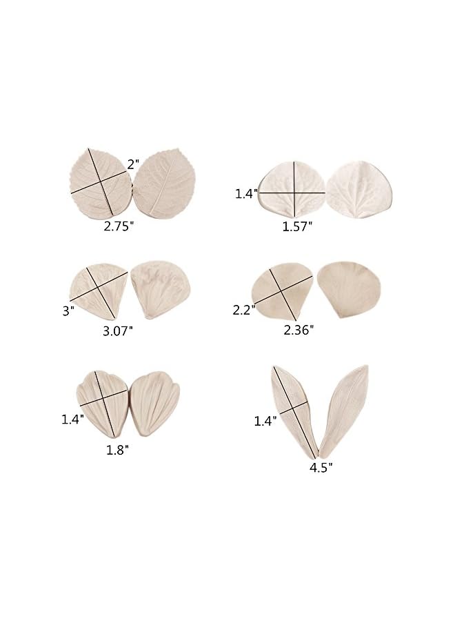 S-TOP 6set Gumpaste Fondant Rose Veined Mold - Gum Paste Peony, Sugar Flower Cake Decorating Tool for Lily, Daisy, Hydrangea Wedding Cake Decoration - Image 4