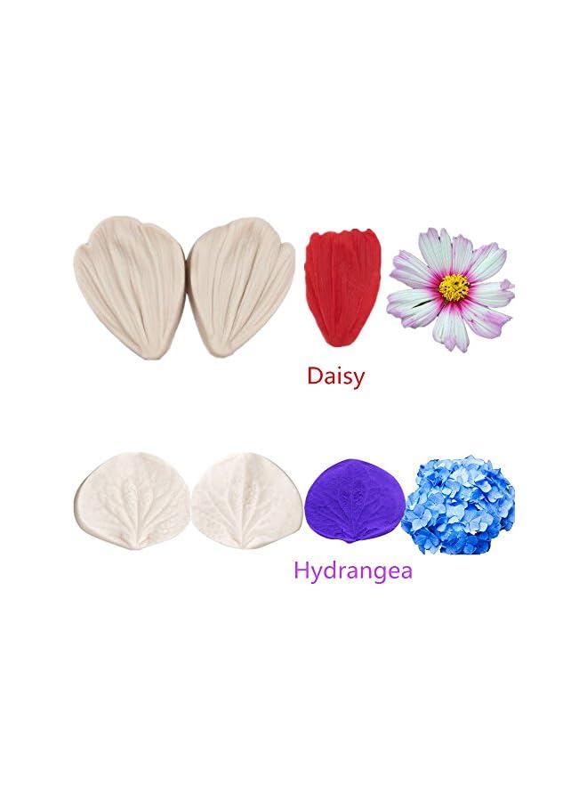 S-TOP 6set Gumpaste Fondant Rose Veined Mold - Gum Paste Peony, Sugar Flower Cake Decorating Tool for Lily, Daisy, Hydrangea Wedding Cake Decoration - Image 3