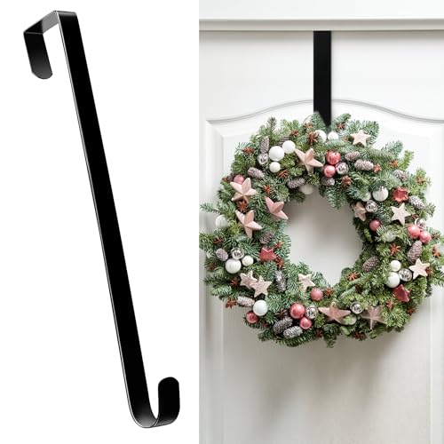 HOOSUN Wreath Hangers for Front Door,12" Wreath Hook Holder,Over The Door Hanger Hooks,Metal Garland Hangers Hook for Halloween Christmas Decorations Porch Decor - Image 1