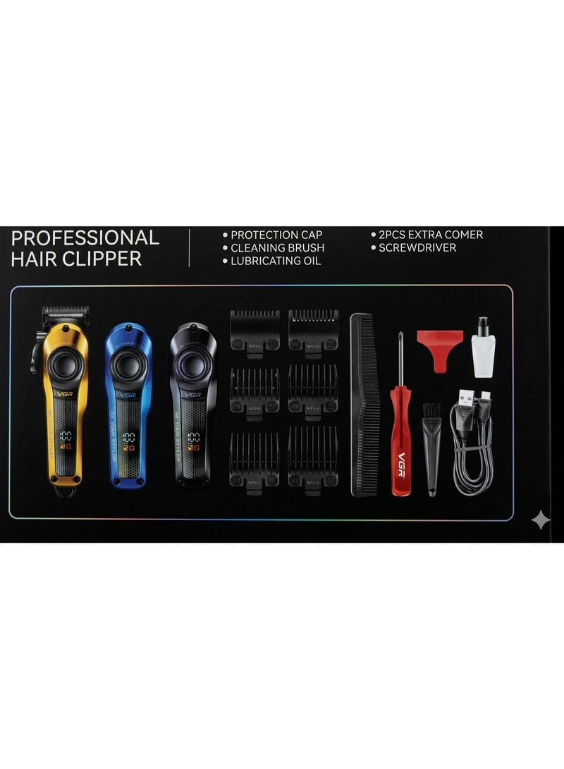 VGR V-170 Professional Hair Clipper Men – USB Rechargeable Trimmer with 200-Min Runtime, 2000mAh Battery, 6 Guide Combs, Interchangeable Color Covers, Cordless Hair Cutting Kit for Home & Barber Use Multicolor - Image 2