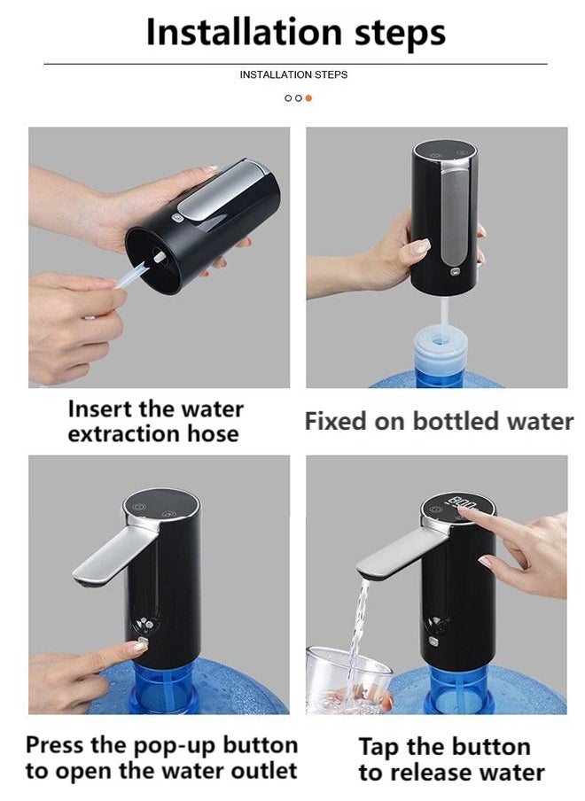 HOOPZOZA - Wireless Electric Water Pump with 3-Speed Settings, Foldable Design, and LED Display for Home and Outdoor Use White - Image 1