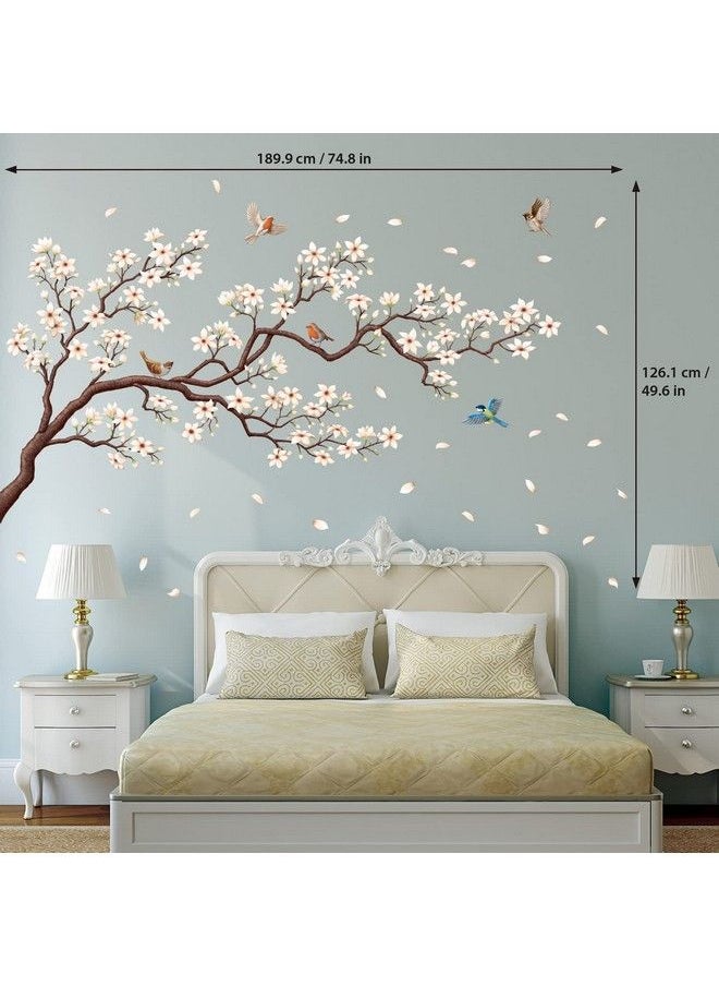 Decowall - ملصقات حائط Sg2213 على شكل شجرة زهور شرقية، قشرها والصقها على غرفة النوم وغرفة المعيشة، جدارية زهور، ديكورات طيور زهرية، أثاث فني قابل للإزالة، غرفة أطفال، خشب البتولا - Image 1