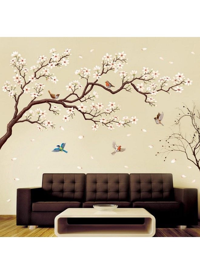 Decowall - ملصقات حائط Sg2213 على شكل شجرة زهور شرقية، قشرها والصقها على غرفة النوم وغرفة المعيشة، جدارية زهور، ديكورات طيور زهرية، أثاث فني قابل للإزالة، غرفة أطفال، خشب البتولا - Image 1