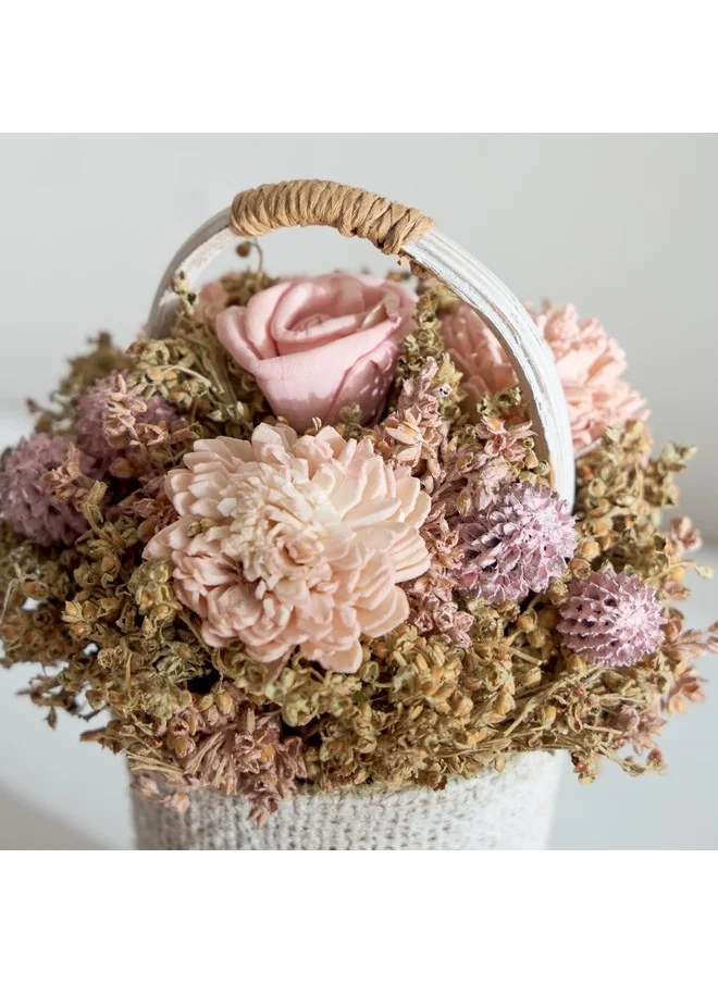 Home Box Caven Mix Shola Arrangement in Round Jute Planter 11.5 x 17.5 x 11.5 cm