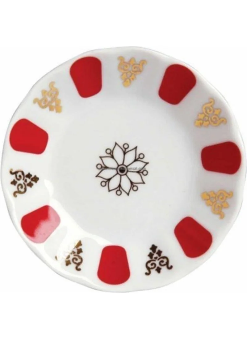 Porland Porcelain Red Coffee Tea Plate Set of 6