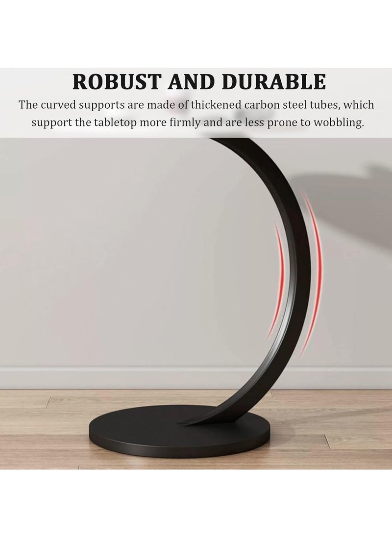 OQ Home Wooden C Shaped Side Table: Sofa, Couch, and End Table - Laptop and Snack Side Table - Movable Mini Table for Living Room, Bedroom, Balcony - Wood Color with Black Frame  - Image 2