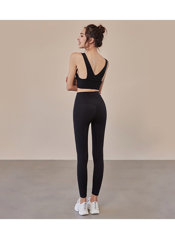 Generic Running Fitness Yoga Bra And Pants Two-piece Set Gather High Waist Hip Hip Slim Stretch Sportswear Suit  - Image 2