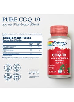 Solaray Pure CoQ-10 200 mg | Healthy Heart Function & Cellular Energy Support | Enhanced with Herb Blend | 30 VegCaps  - Image 2