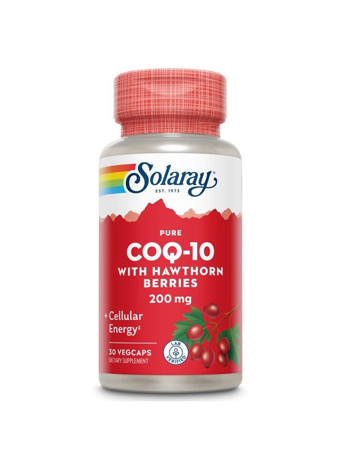 Solaray Pure CoQ-10 200 mg | Healthy Heart Function & Cellular Energy Support | Enhanced with Herb Blend | 30 VegCaps  - Image 1