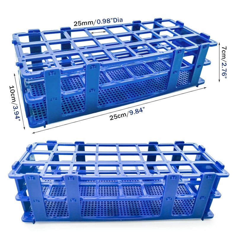 krngcwc 3 Packs Plastic Test Tube Rack, 24 Holes Lab Test Tube Rack Holder for 25mm Test Tubes, Blue, Detachable (24holes) - Image 2