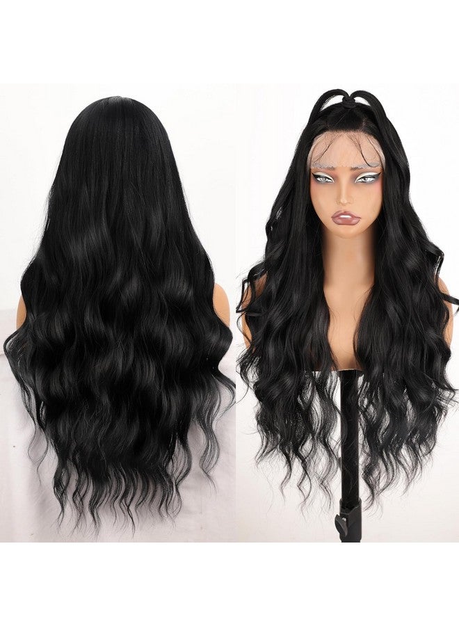 13X4 Lace Front Wigs For Women Black Body Wave Wig With Baby Hair Free Part Natural Looking Synthetic Wig 26Inch For Daily