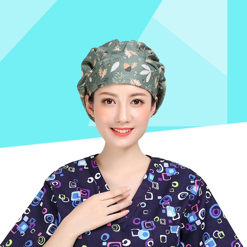 👕 قبعة ممرضة قطنية مطبوعة بنمط ورقة للزينة - Image 1