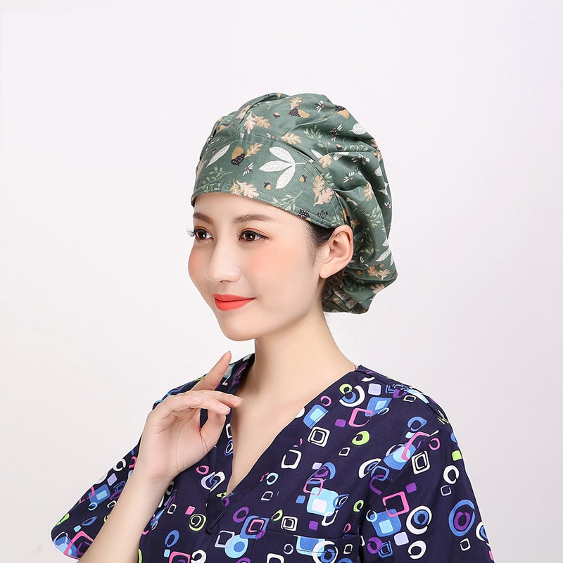 👕 قبعة ممرضة قطنية مطبوعة بنمط ورقة للزينة - Image 4