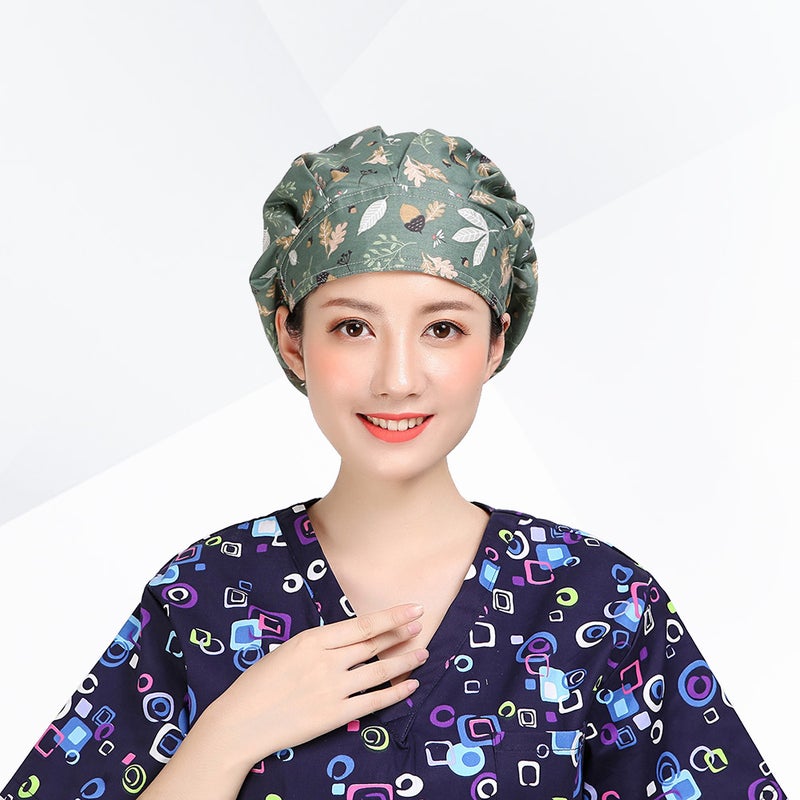 👕 قبعة ممرضة قطنية مطبوعة بنمط ورقة للزينة - Image 3