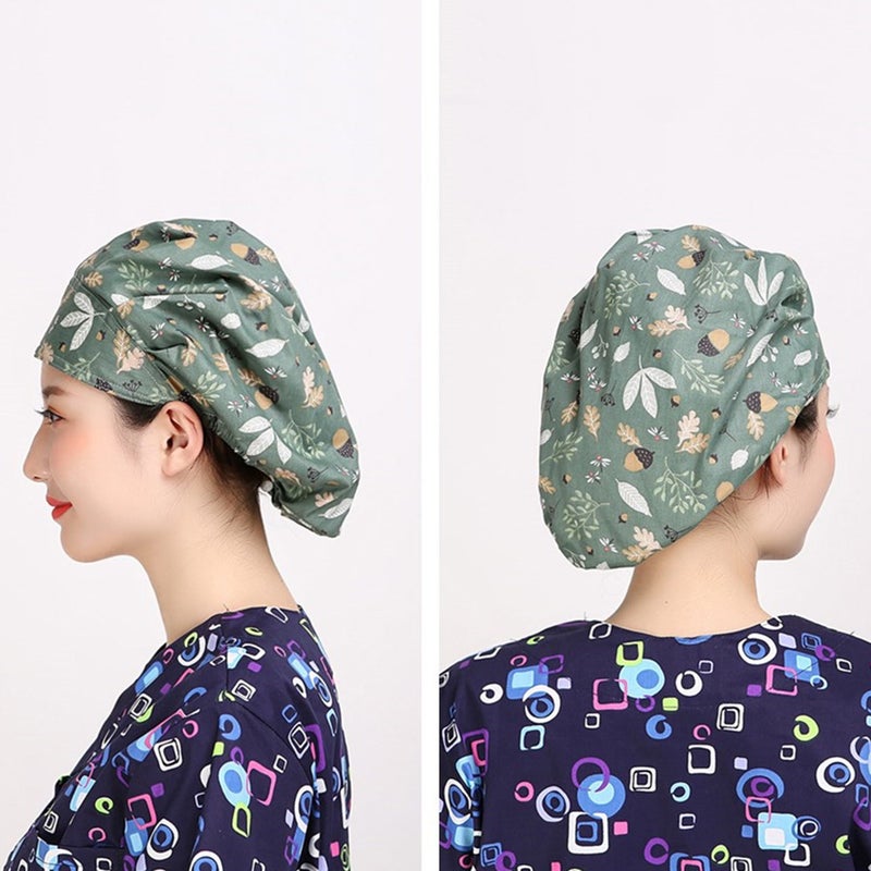 👕 قبعة ممرضة قطنية مطبوعة بنمط ورقة للزينة - Image 2