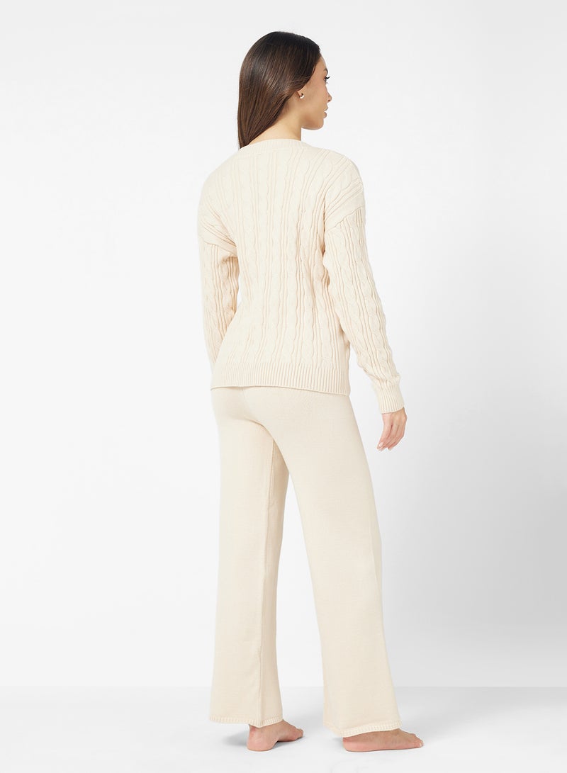 Ginger Basics Cable Knit Sweater & Pant Coord Set - Image 2