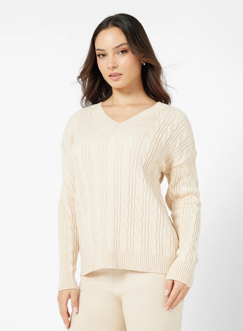 جينجر بيسيكس Cable Knit Sweater & Pant Coord Set