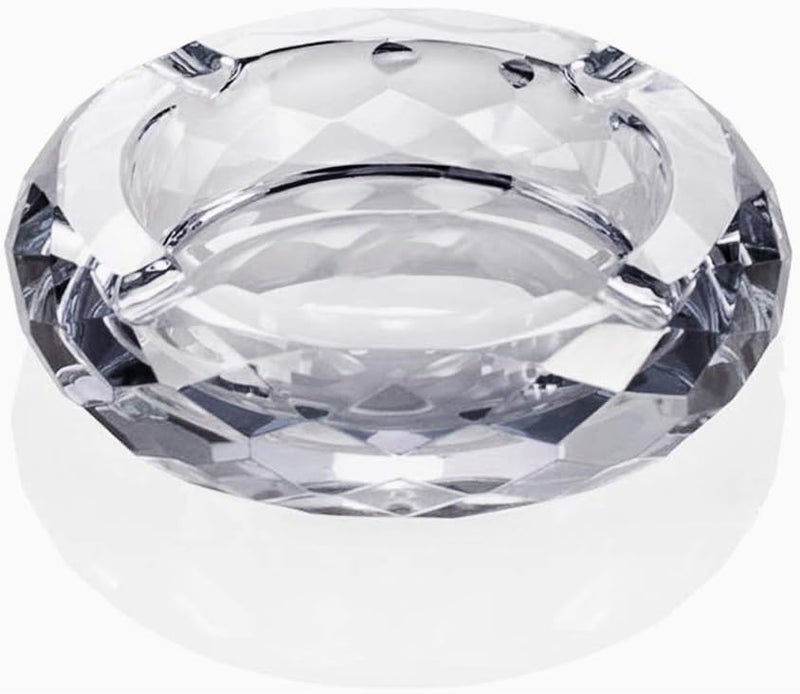 HOSTEESSCHOICE Crystal Glass Ashtray, Cigar Cigarettes Ashtray Holder Home Office Desktop Tabletop Decoration,Crystal Clear - Image 1