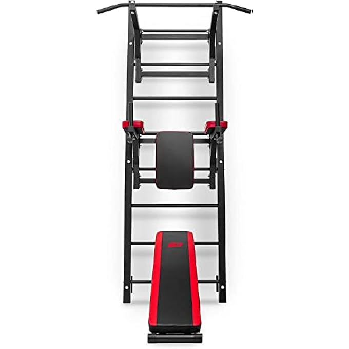 rayihni رف حائط هوب سبورت لجيمناستيك مثبت على الحائط HS-1008K مع محطة غطس، بار سحب ومدرب بطن - Image 5