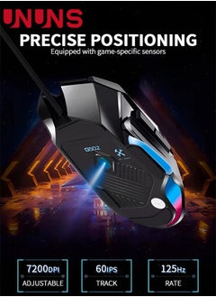 UNUNS Wired Gaming Mouse,High Performance Ergonomic Optical Gamer Mice With Adjustable 8000 DPI,8 Programmable Buttons,6 RGB Backlit Modes,Rapid Fire Button,On-Board Memory, For PC Mac,Black  - Image 4