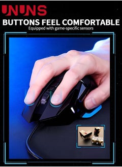 UNUNS Wired Gaming Mouse,High Performance Ergonomic Optical Gamer Mice With Adjustable 8000 DPI,8 Programmable Buttons,6 RGB Backlit Modes,Rapid Fire Button,On-Board Memory, For PC Mac,Black  - Image 5