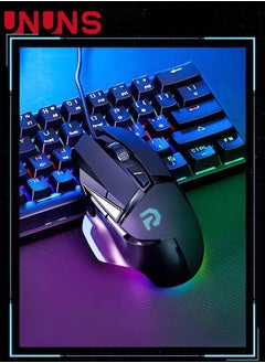 UNUNS Wired Gaming Mouse,High Performance Ergonomic Optical Gamer Mice With Adjustable 8000 DPI,8 Programmable Buttons,6 RGB Backlit Modes,Rapid Fire Button,On-Board Memory, For PC Mac,Black  - Image 3