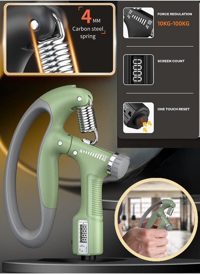 ShebSheb Hand Grip Strengthener Trainer,10-100kg Adjustable Hand Exerciser,Hand Forearm Gripper Strengthener with Smart Counting for Muscle Building and Injury Recover for Workout Exercise Gym Fitness  - Image 3