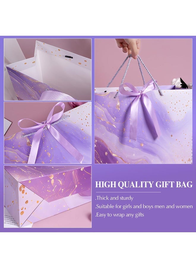 Purple Gift Bags, 2PCS 13” Large Gift Bags with Tissue Paper and Greeting Cards, Gift Bag with Handles Bow for Women Girls, Purple Gift Bags for Birthday Wedding Bridal Baby Shower Anniversaries - Image 2