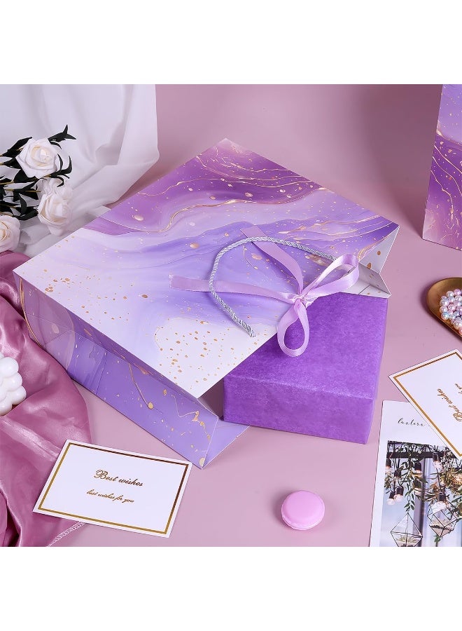 Purple Gift Bags, 2PCS 13” Large Gift Bags with Tissue Paper and Greeting Cards, Gift Bag with Handles Bow for Women Girls, Purple Gift Bags for Birthday Wedding Bridal Baby Shower Anniversaries - Image 4