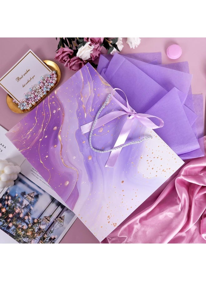 Purple Gift Bags, 2PCS 13” Large Gift Bags with Tissue Paper and Greeting Cards, Gift Bag with Handles Bow for Women Girls, Purple Gift Bags for Birthday Wedding Bridal Baby Shower Anniversaries - Image 5