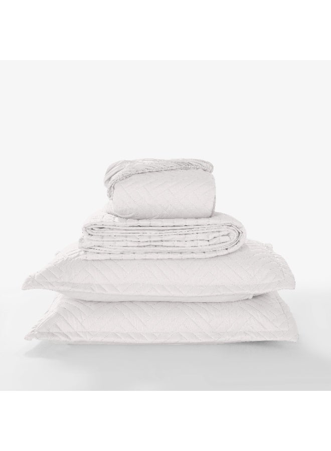 Cotton Quilt Set Queen Size. Lightweight Soft-Finished Pre-Washed Cotton Diamond Stitch Quilted Bedspread for All Season(White - Single Quilt)  - Image 2