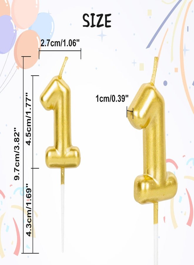 CARGEN No. 1 Gold Birthday Number Candle - CARGEN 3D Chubby Cake Topper for Bento Cakes, Mini Cakes & Pupcakes, Gold Small Candle for Cupcake Decor & Pet Birthdays, Number 1 - Image 3