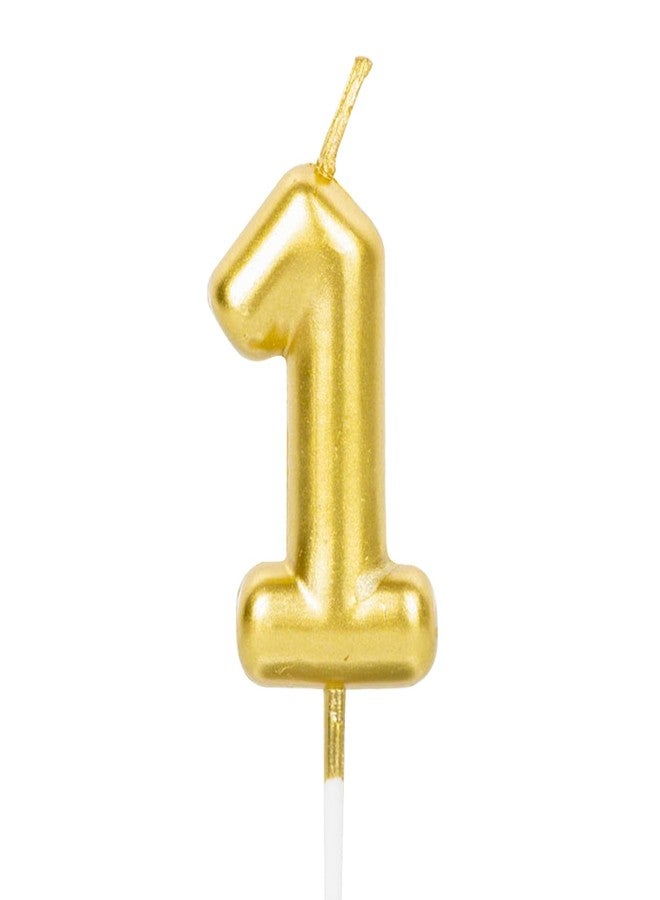 CARGEN No. 1 Gold Birthday Number Candle - CARGEN 3D Chubby Cake Topper for Bento Cakes, Mini Cakes & Pupcakes, Gold Small Candle for Cupcake Decor & Pet Birthdays, Number 1 - Image 1