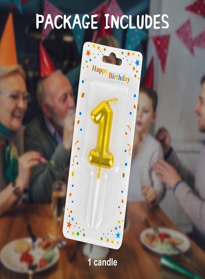 CARGEN No. 1 Gold Birthday Number Candle - CARGEN 3D Chubby Cake Topper for Bento Cakes, Mini Cakes & Pupcakes, Gold Small Candle for Cupcake Decor & Pet Birthdays, Number 1 - Image 4