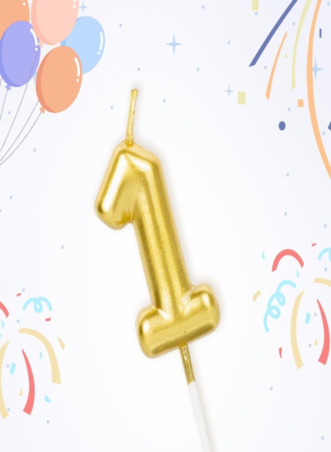 CARGEN No. 1 Gold Birthday Number Candle - CARGEN 3D Chubby Cake Topper for Bento Cakes, Mini Cakes & Pupcakes, Gold Small Candle for Cupcake Decor & Pet Birthdays, Number 1 - Image 2