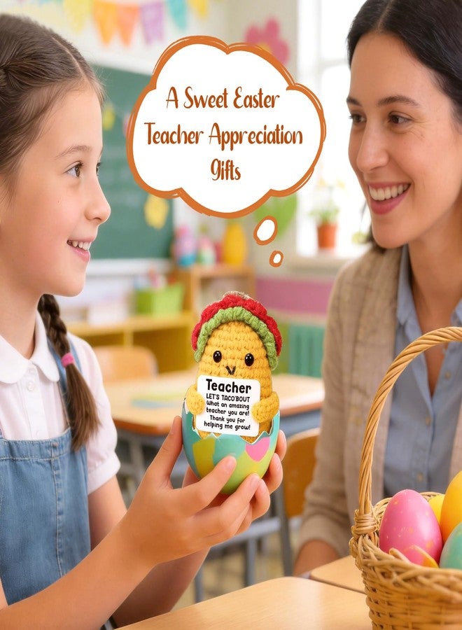 Jettryran Appreciation Gifts for Teacher Women, Funny Teachers Week Day Gifts Thank You Teacher Birthday Easter Christmas Graduation Leaving Farewell Last Day of School Valentines Small Handmade Crochet Taco - Image 4