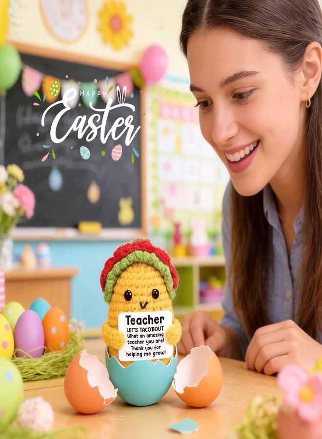 Jettryran Appreciation Gifts for Teacher Women, Funny Teachers Week Day Gifts Thank You Teacher Birthday Easter Christmas Graduation Leaving Farewell Last Day of School Valentines Small Handmade Crochet Taco - Image 3