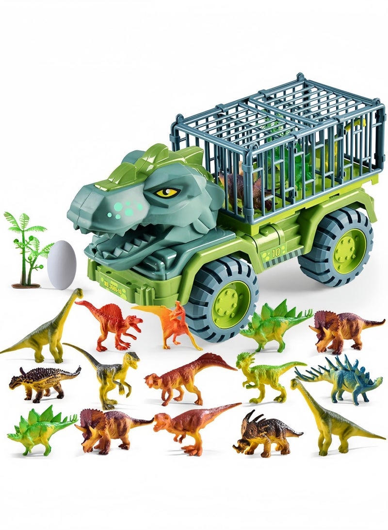 Wish Dinosaur Transport Truck, Includes 15 Assorted Dinosaur Figures, Dinosaur Egg & Tree, Inertia Anti-Drop Dinosaur Toy for Kids - Image 1