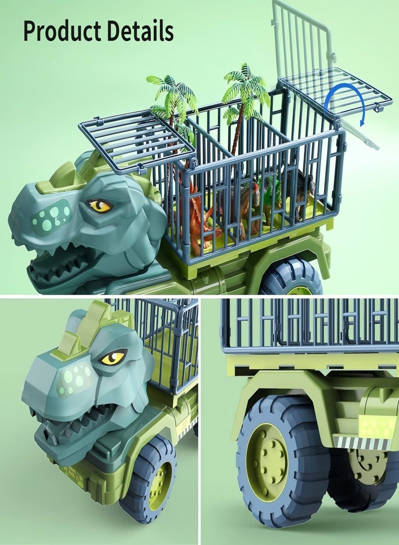 Wish Dinosaur Transport Truck, Includes 15 Assorted Dinosaur Figures, Dinosaur Egg & Tree, Inertia Anti-Drop Dinosaur Toy for Kids - Image 3