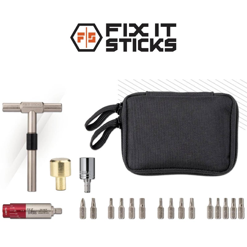 Fix It Sticks Tightening +/- 10% Accurate 15-65 inch-lbs All-In-One Torque Driver Tool Kit w/T-Way Wrench Bits Socket Adapters Bundle Brass Hammer Head Steel Insert Bit - Image 3