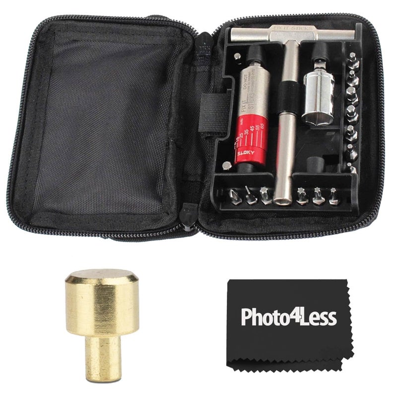 Fix It Sticks Tightening +/- 10% Accurate 15-65 inch-lbs All-In-One Torque Driver Tool Kit w/T-Way Wrench Bits Socket Adapters Bundle Brass Hammer Head Steel Insert Bit - Image 1