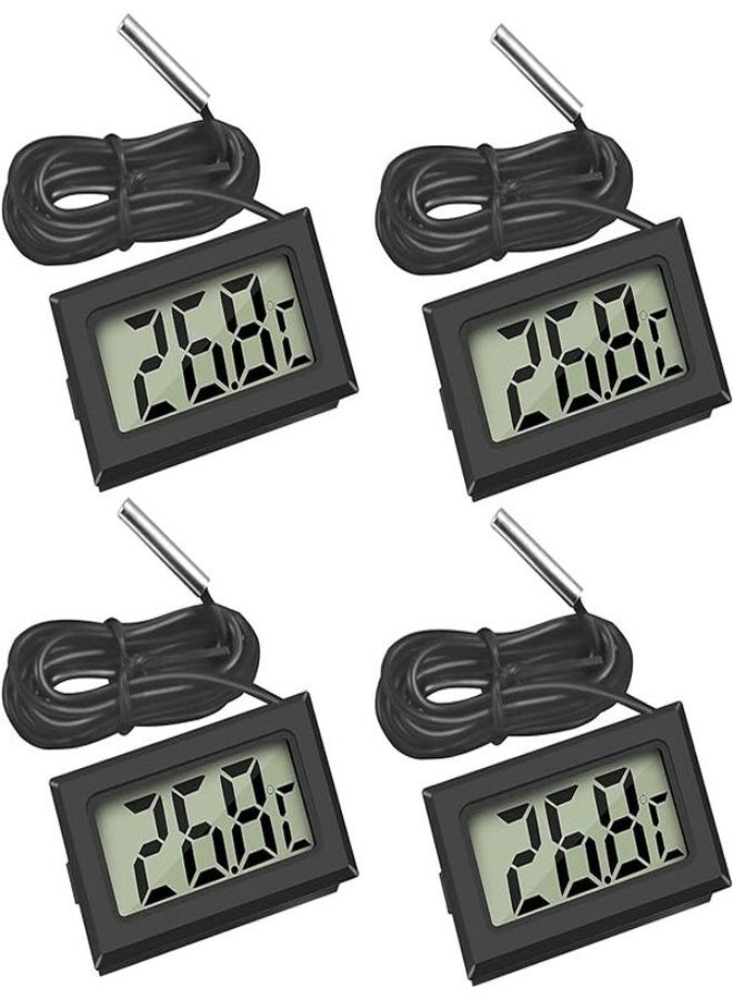 Relax Smart 4Pcs Digital LCD Refrigerator Thermometer – Compact Freezer & Fridge Temperature Monitor, Easy-to-Read Display, Energy-Saving, Black - Image 1